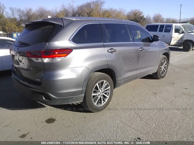 5TDKZRFH5HS525192 - 2017 TOYOTA HIGHLANDER SE/XLE GRAY photo 4