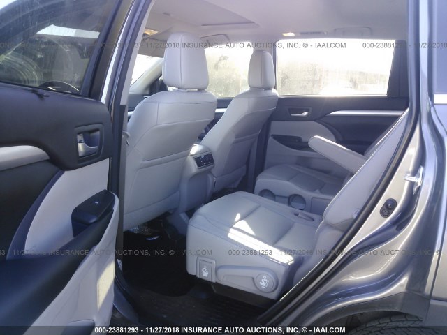 5TDKZRFH5HS525192 - 2017 TOYOTA HIGHLANDER SE/XLE GRAY photo 8