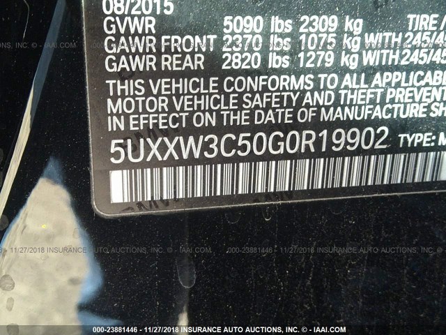 5UXXW3C50G0R19902 - 2016 BMW X4 XDRIVE28I BLACK photo 9