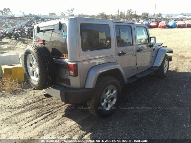 1C4BJWEG7FL769486 - 2015 JEEP WRANGLER UNLIMITE SAHARA SILVER photo 4