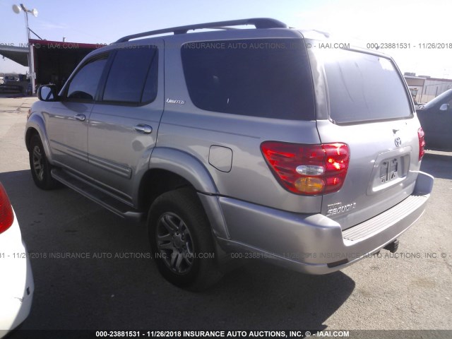 5TDBT48A73S172855 - 2003 TOYOTA SEQUOIA LIMITED GRAY photo 3