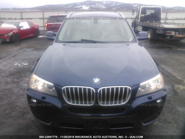 5UXWX7C56BL732560 - 2011 BMW X3 XDRIVE35I BLUE photo 6