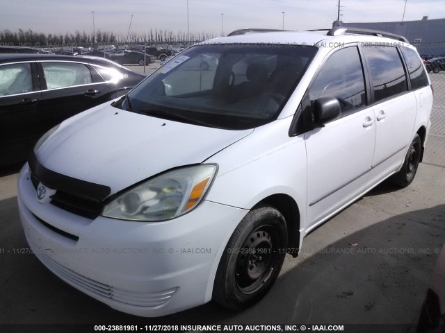 5TDZA23C64S206965 - 2004 TOYOTA SIENNA CE/LE WHITE photo 2