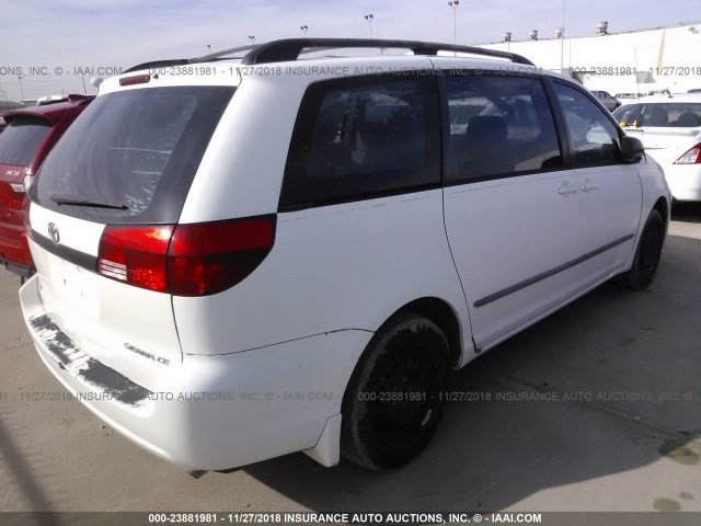 5TDZA23C64S206965 - 2004 TOYOTA SIENNA CE/LE WHITE photo 4