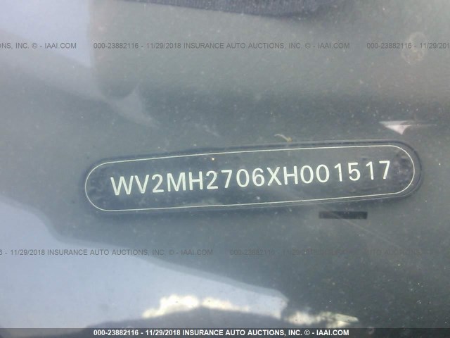 WV2MH2706XH001517 - 1999 VOLKSWAGEN EUROVAN MV BLACK photo 9