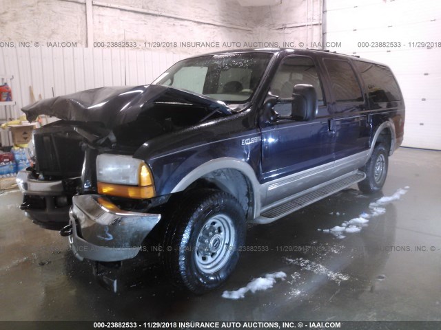 1FMNU43S81EA71588 - 2001 FORD EXCURSION LIMITED Dark Blue photo 2