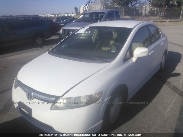 JHMFA36247S026583 - 2007 HONDA CIVIC HYBRID WHITE photo 2