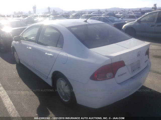 JHMFA36247S026583 - 2007 HONDA CIVIC HYBRID WHITE photo 3