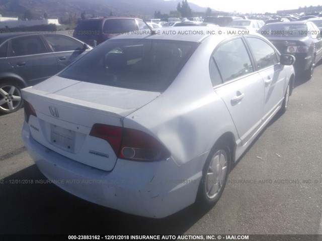 JHMFA36247S026583 - 2007 HONDA CIVIC HYBRID WHITE photo 4