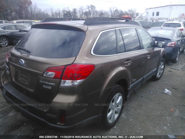 4S4BRBGC8B3330766 - 2011 SUBARU OUTBACK 2.5I PREMIUM BROWN photo 4