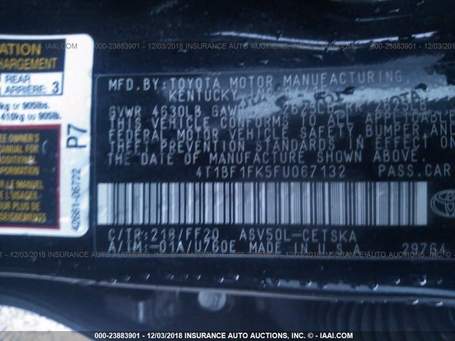 4T1BF1FK5FU067132 - 2015 TOYOTA CAMRY LE/XLE/SE/XSE 黑色 照片 9