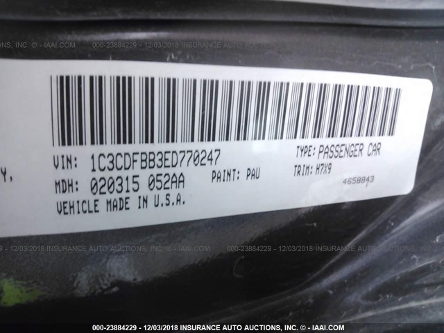 1C3CDFBB3ED770247 - 2014 DODGE DART SXT BLACK photo 9