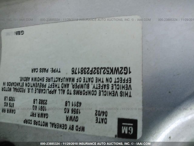 1G2WK52J32F238176 - 2002 PONTIAC GRAND PRIX SE 银色 照片 9