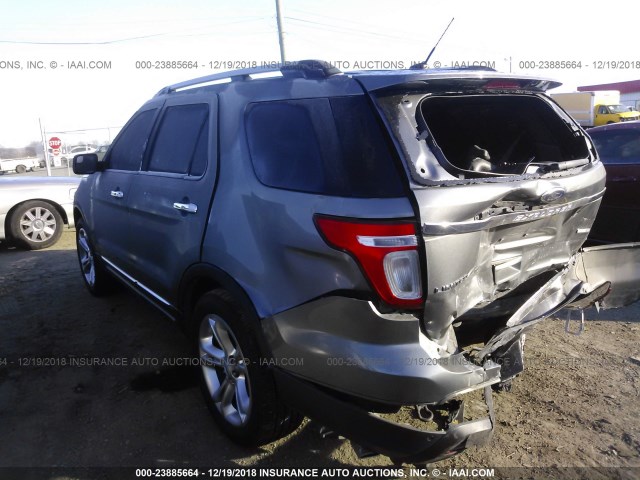 1FM5K8F8XEGB96986 - 2014 FORD EXPLORER LIMITED GRAY photo 3