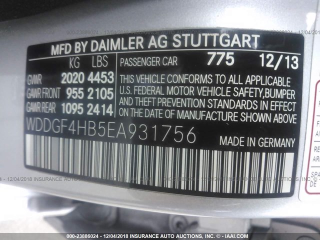 WDDGF4HB5EA931756 - 2014 MERCEDES-BENZ C 250 SILVER photo 9