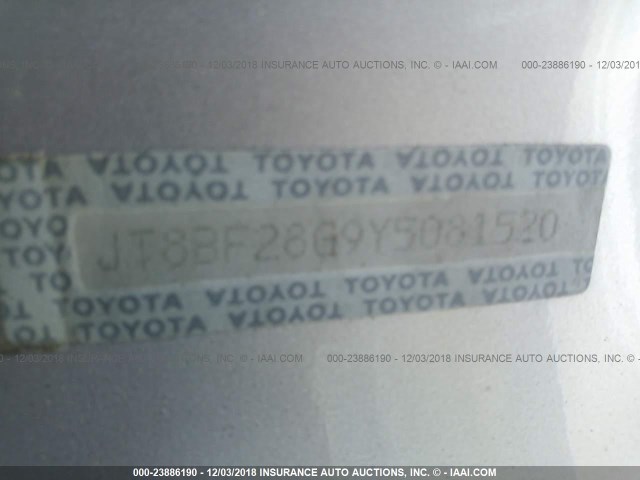 JT8BF28G9Y5081520 - 2000 LEXUS ES 300 GOLD photo 9