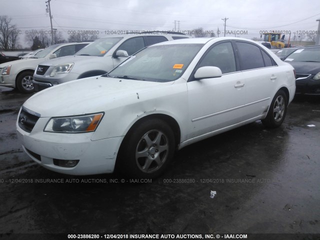 5NPEU46F56H088844 - 2006 HYUNDAI SONATA GLS/LX WHITE photo 2