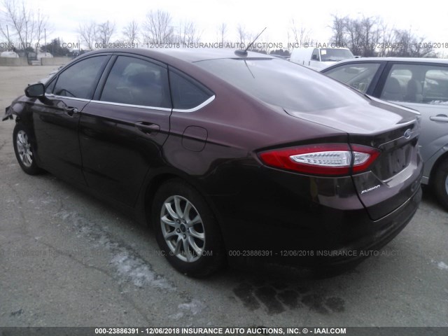 3FA6P0G71FR167734 - 2015 FORD FUSION S MAROON photo 3