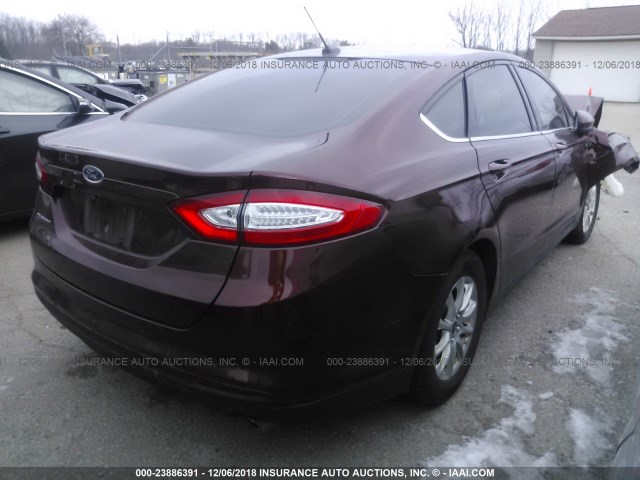 3FA6P0G71FR167734 - 2015 FORD FUSION S MAROON photo 4