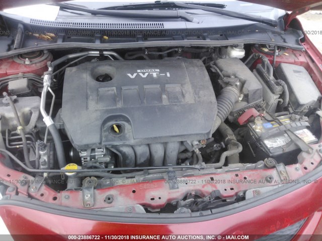 2T1BU4EE6AC520736 - 2010 TOYOTA COROLLA S/LE/XLE RED photo 10