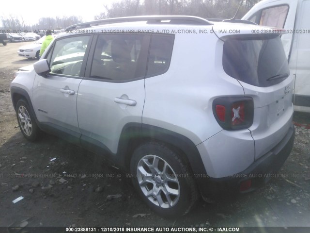 ZACCJABT1GPD14087 - 2016 JEEP RENEGADE LATITUDE SILVER photo 3