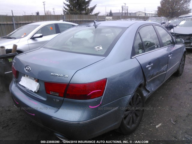 5NPEU46F59H540540 - 2009 HYUNDAI SONATA SE/LIMITED BLUE photo 4