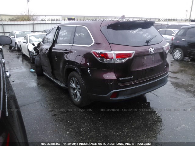 5TDZKRFH9GS169167 - 2016 TOYOTA HIGHLANDER LE/LE PLUS MAROON photo 3