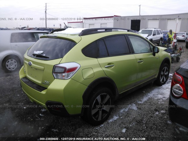 JF2GPBKC8EH292956 - 2014 SUBARU XV CROSSTREK 2.0I HYBRID TOURING GREEN photo 4