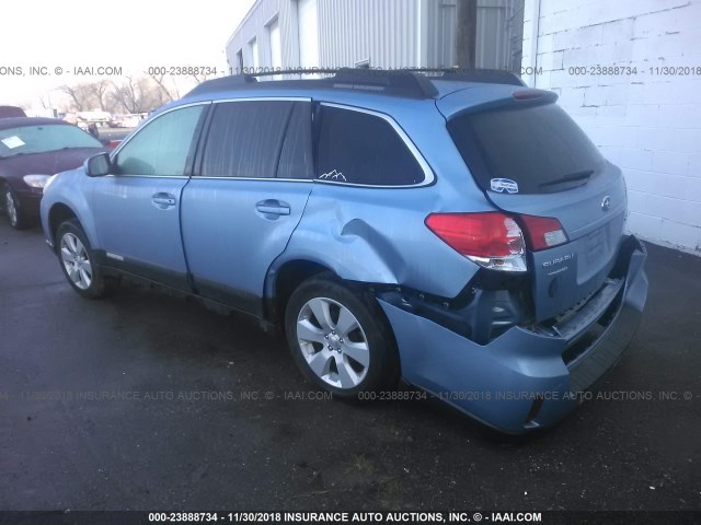 4S4BRBCC1B3365641 - 2011 SUBARU OUTBACK 2.5I PREMIUM BLUE photo 3