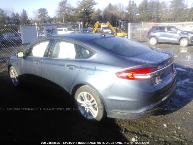 3FA6P0LU4JR119648 - 2018 FORD FUSION SE HYBRID BLUE photo 3