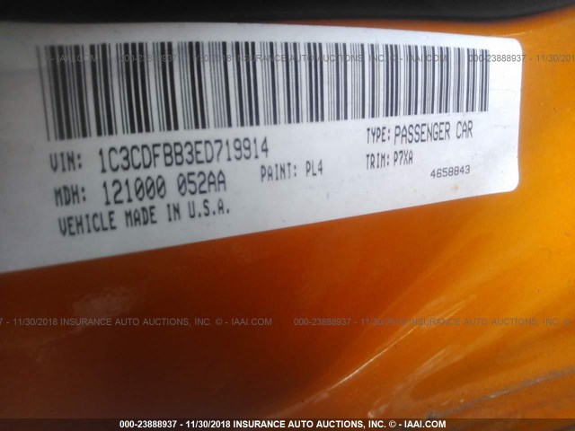 1C3CDFBB3ED719914 - 2014 DODGE DART SXT ORANGE photo 9