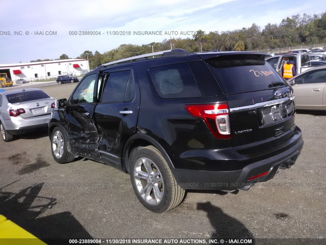 1FM5K7F85FGA20472 - 2015 FORD EXPLORER LIMITED BLACK photo 3