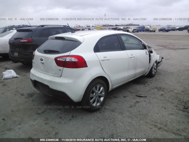 KNADN5A35E6356020 - 2014 KIA RIO EX WHITE photo 4