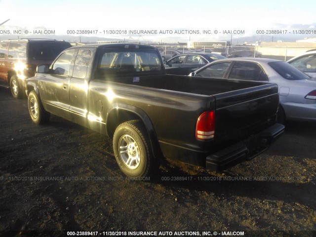 1B7GL32N62S545725 - 2002 DODGE DAKOTA SPORT/RT BLACK photo 3