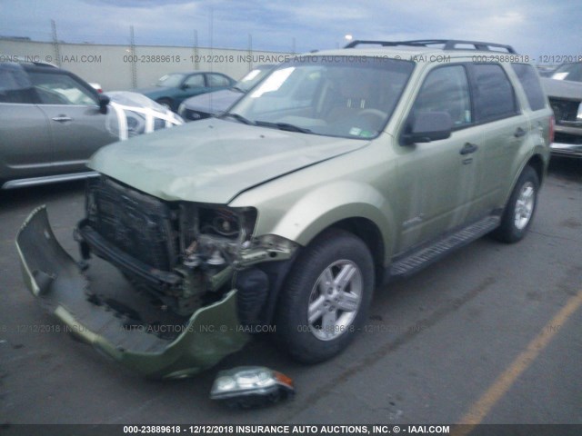1FMCU5K30AKC67520 - 2010 FORD ESCAPE HYBRID GREEN photo 2
