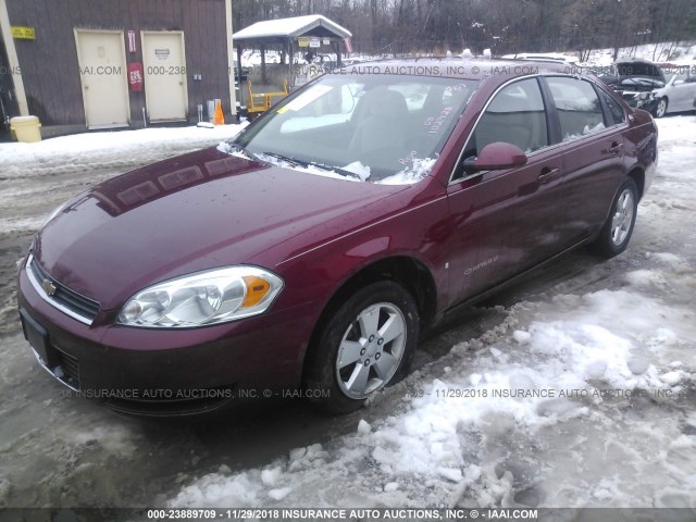 2G1WT58N489144594 - 2008 CHEVROLET IMPALA LT RED photo 2