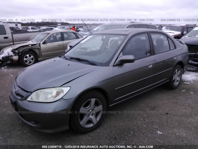 2HGES26785H612631 - 2005 HONDA CIVIC EX GRAY photo 2