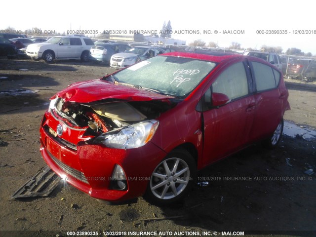 JTDKDTB3XE1080379 - 2014 TOYOTA PRIUS C RED photo 2