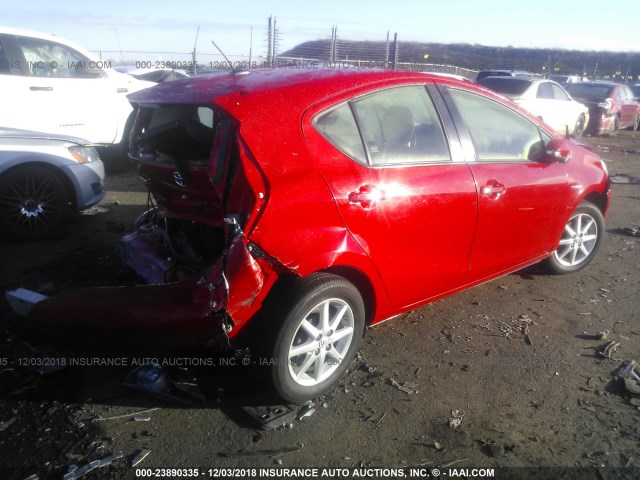 JTDKDTB3XE1080379 - 2014 TOYOTA PRIUS C RED photo 4