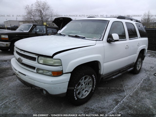 1GNEK13T01R184341 - 2001 CHEVROLET TAHOE K1500 WHITE photo 2