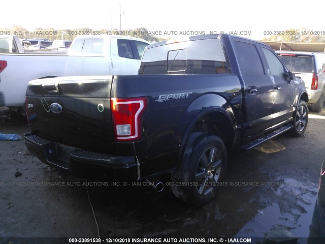 1FTEW1CG3GKD27073 - 2016 FORD F150 SUPERCREW BLACK photo 4