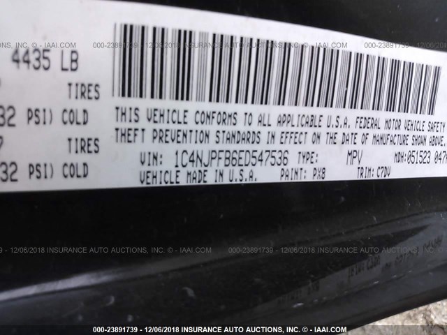 1C4NJPFB6ED547536 - 2014 JEEP PATRIOT LATITUDE BLACK photo 9