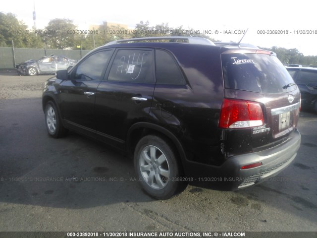 5XYKT4A29CG264260 - 2012 KIA SORENTO LX 勃艮第红 照片 3