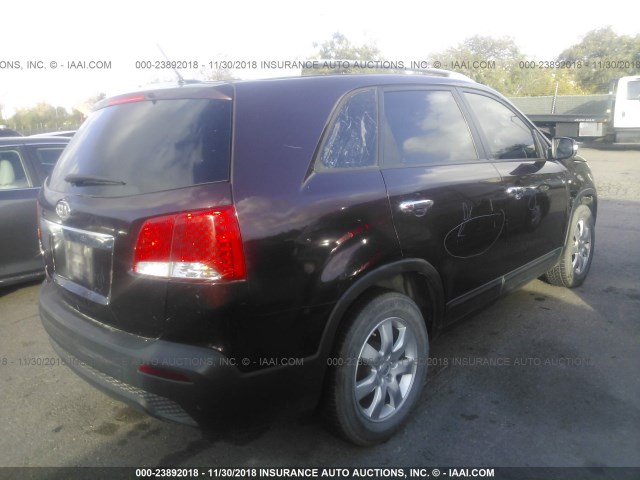 5XYKT4A29CG264260 - 2012 KIA SORENTO LX 勃艮第红 照片 4