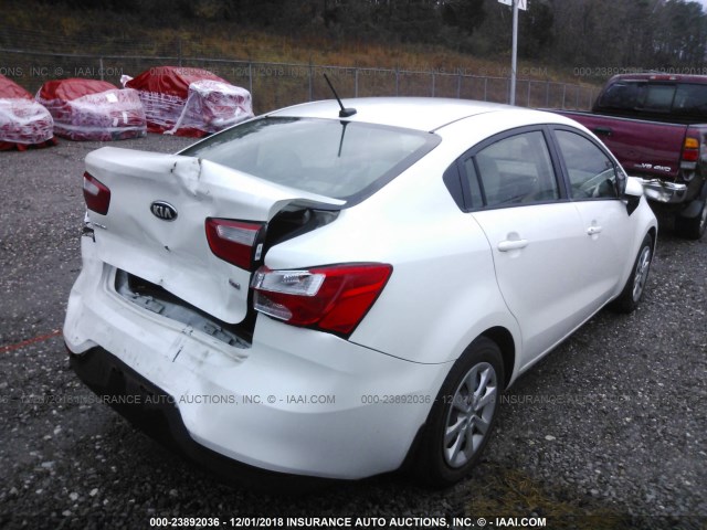 KNADM4A35G6638240 - 2016 KIA RIO LX WHITE photo 4