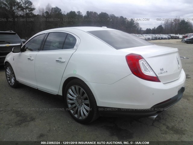 1LNHL9DK4DG603097 - 2013 LINCOLN MKS WHITE photo 3