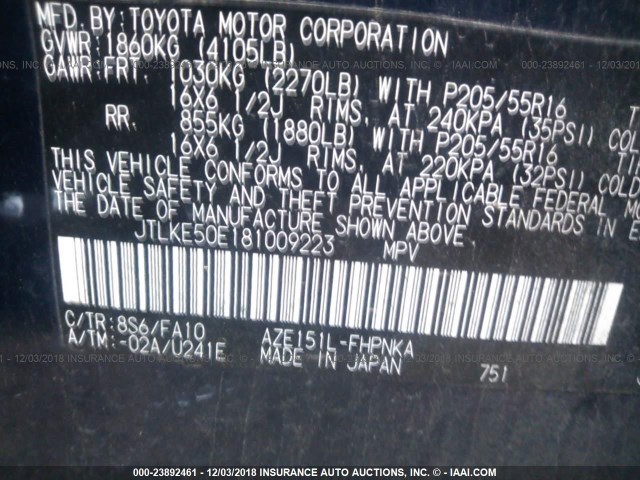 JTLKE50E181009223 - 2008 TOYOTA SCION XB Көк фото 9