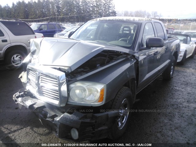 1D7HE48N65S166293 - 2005 DODGE DAKOTA QUAD SLT GRAY photo 2