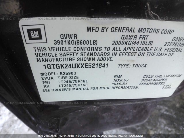 1GTGK24UXXE521841 - 1999 GMC NEW SIERRA K2500 MAROON photo 9