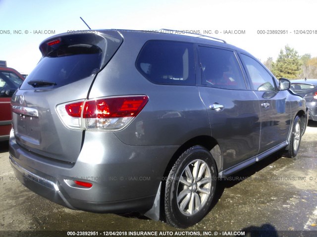 5N1AR2MN5FC668956 - 2015 NISSAN PATHFINDER S/SV/SL/PLATINUM GRAY photo 4